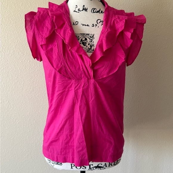 French Connection Tops - Women's Pink Ruffle Top